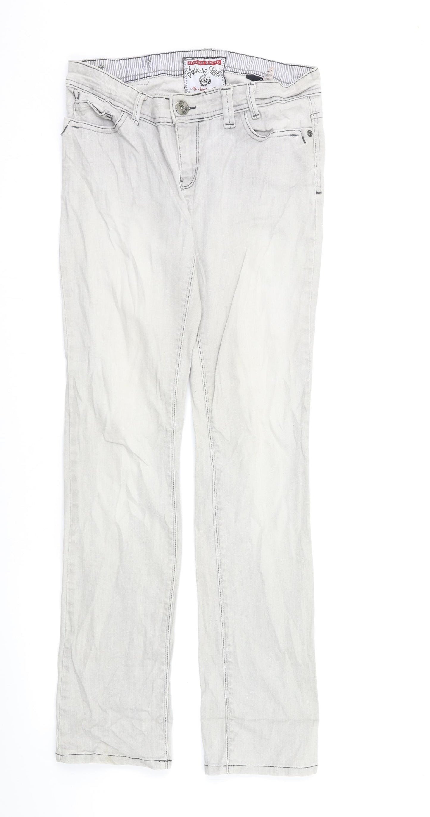 NEXT Womens Grey  Denim Straight Jeans Size 10 L30 in
