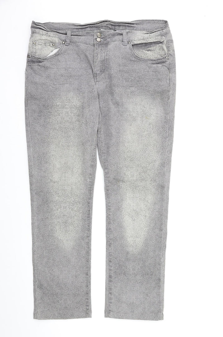 OKAY Womens Grey Animal Print  Straight Jeans Size 35 in L28 in