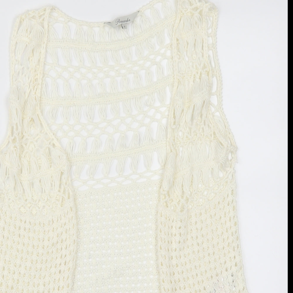 Peacocks Womens Ivory  Knit Cardigan Jumper Size S