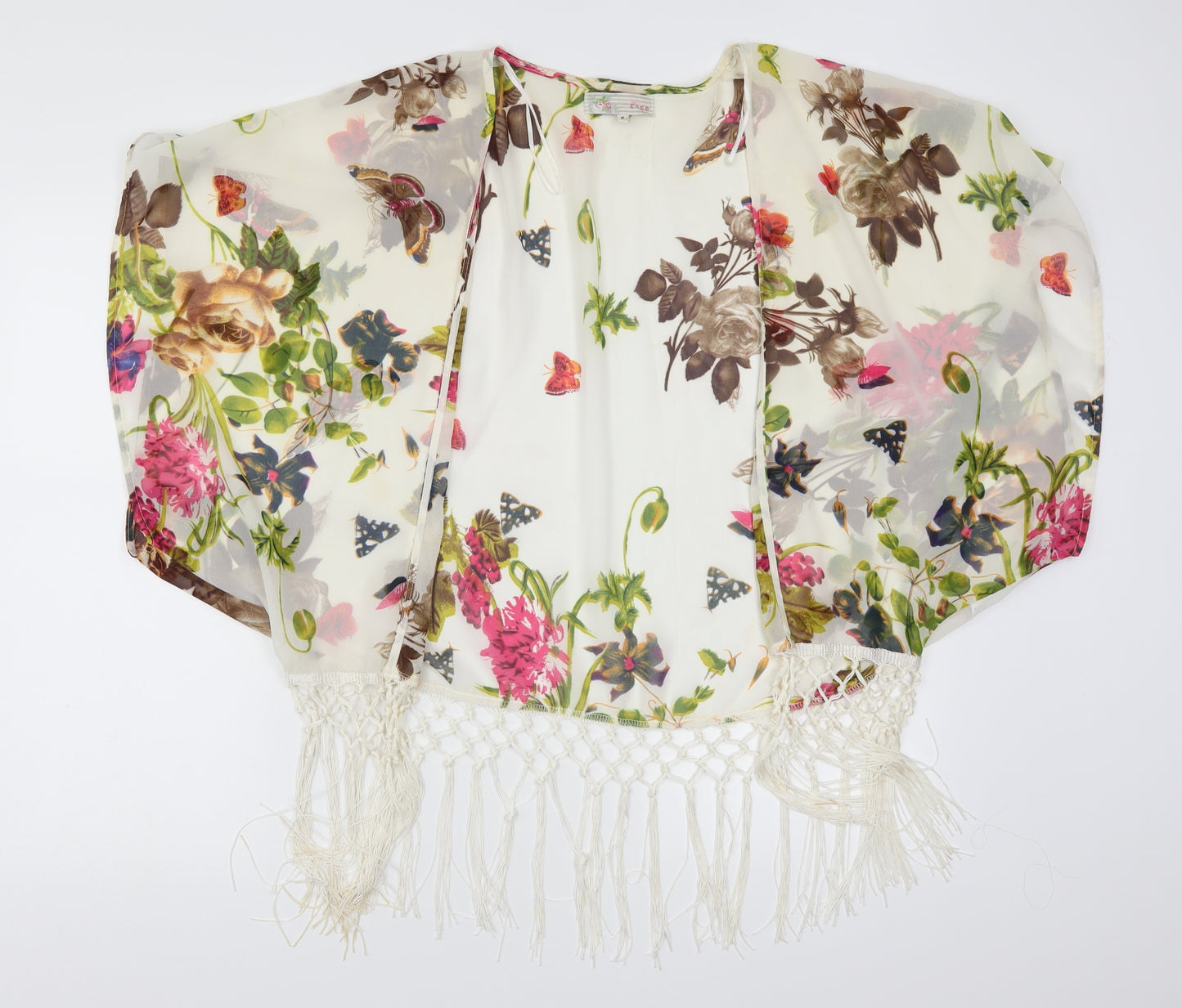 Cameo Rose Womens White Floral  Kimono Jacket Size M
