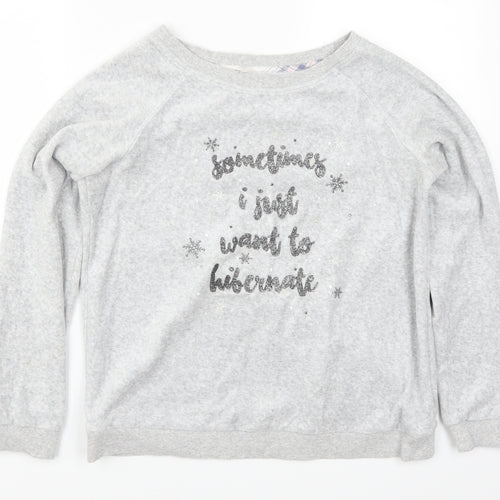 Matalan Womens Grey Solid  Top Pyjama Top Size S  - Sometimes I Just Want to Hibernate