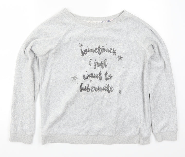 Matalan Womens Grey Solid Top Pyjama Top Size S - Sometimes I Just Want to Hibernate