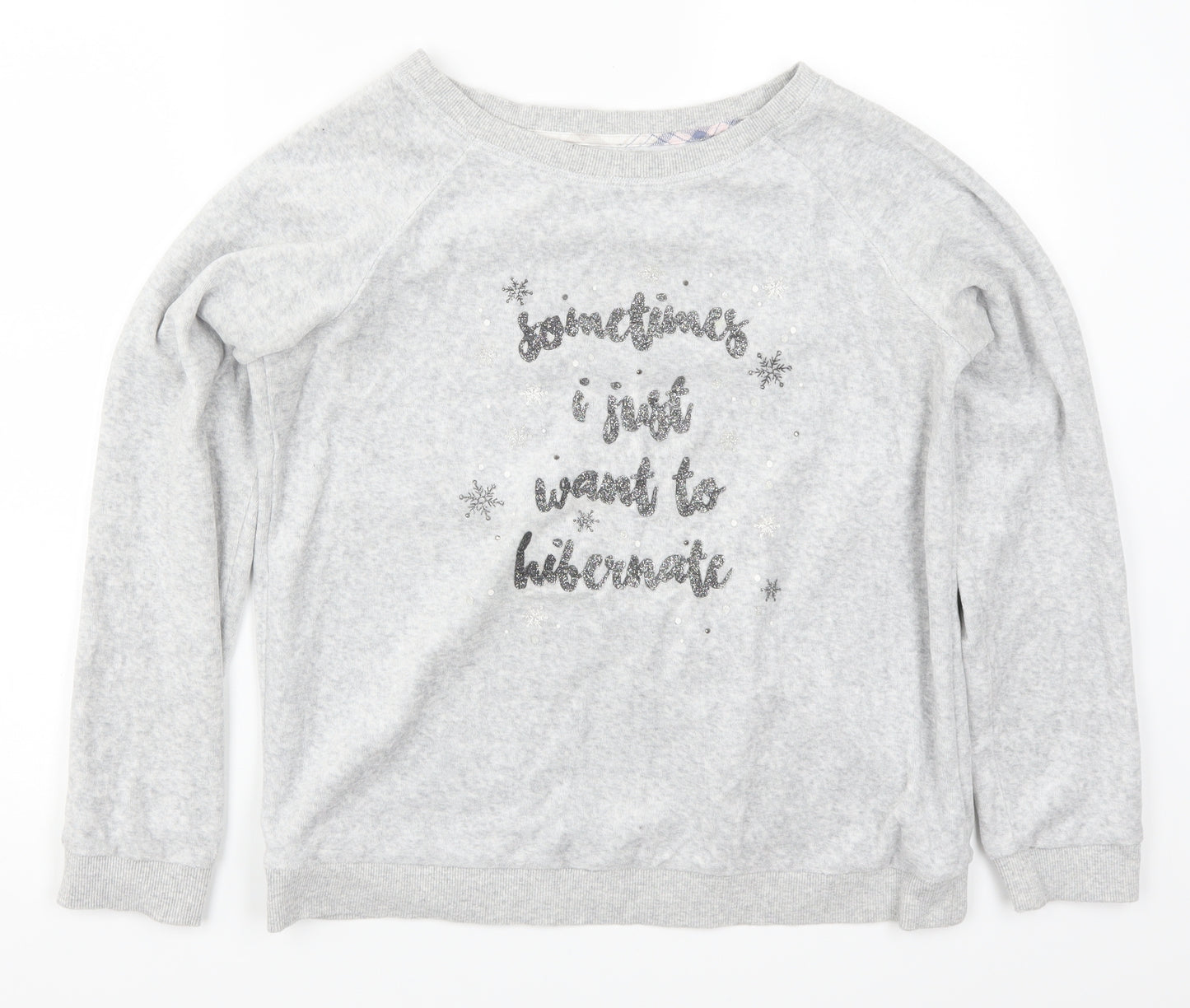 Matalan Womens Grey Solid  Top Pyjama Top Size S  - Sometimes I Just Want to Hibernate