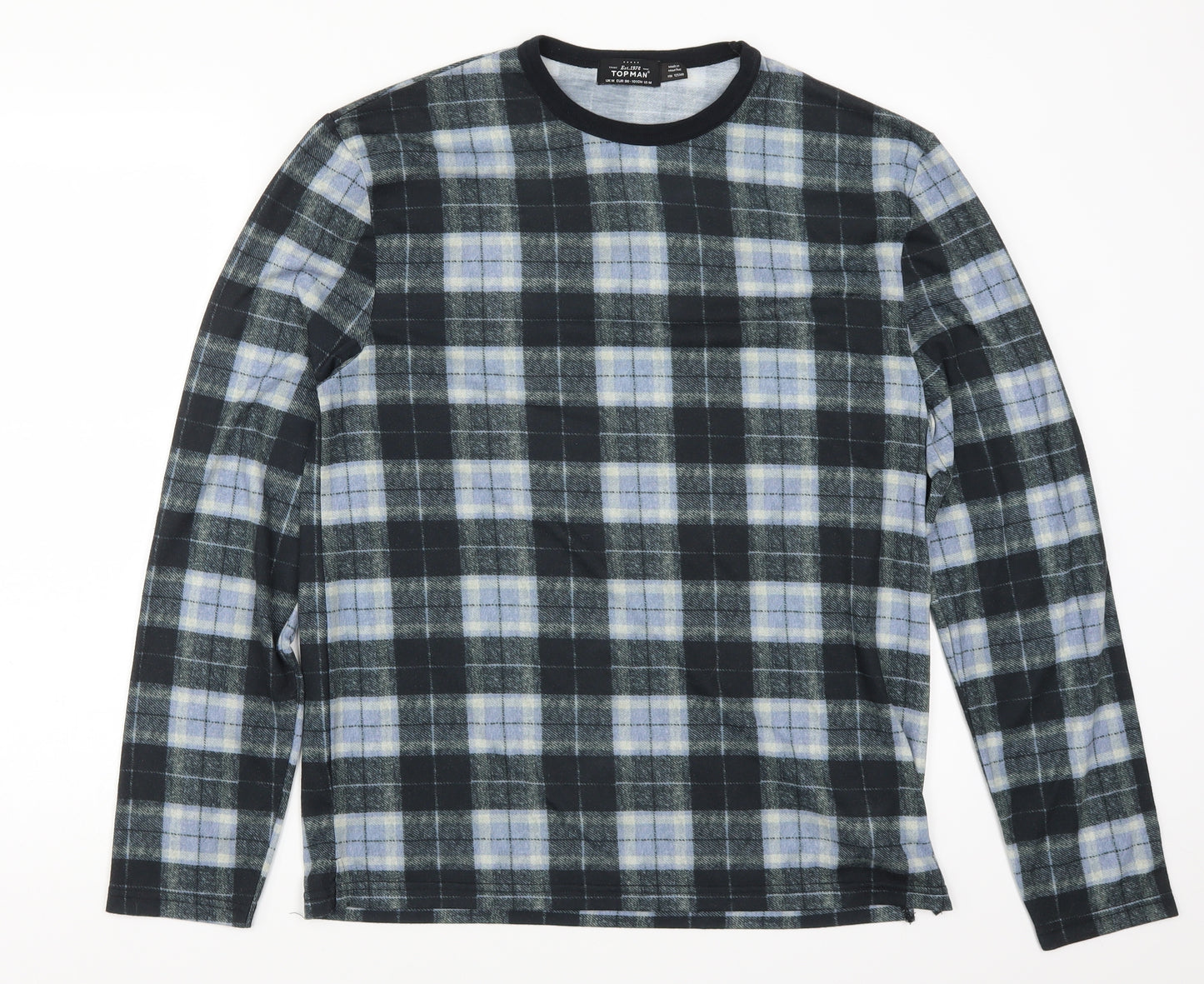 Topman Mens Blue Check   T-Shirt Size M