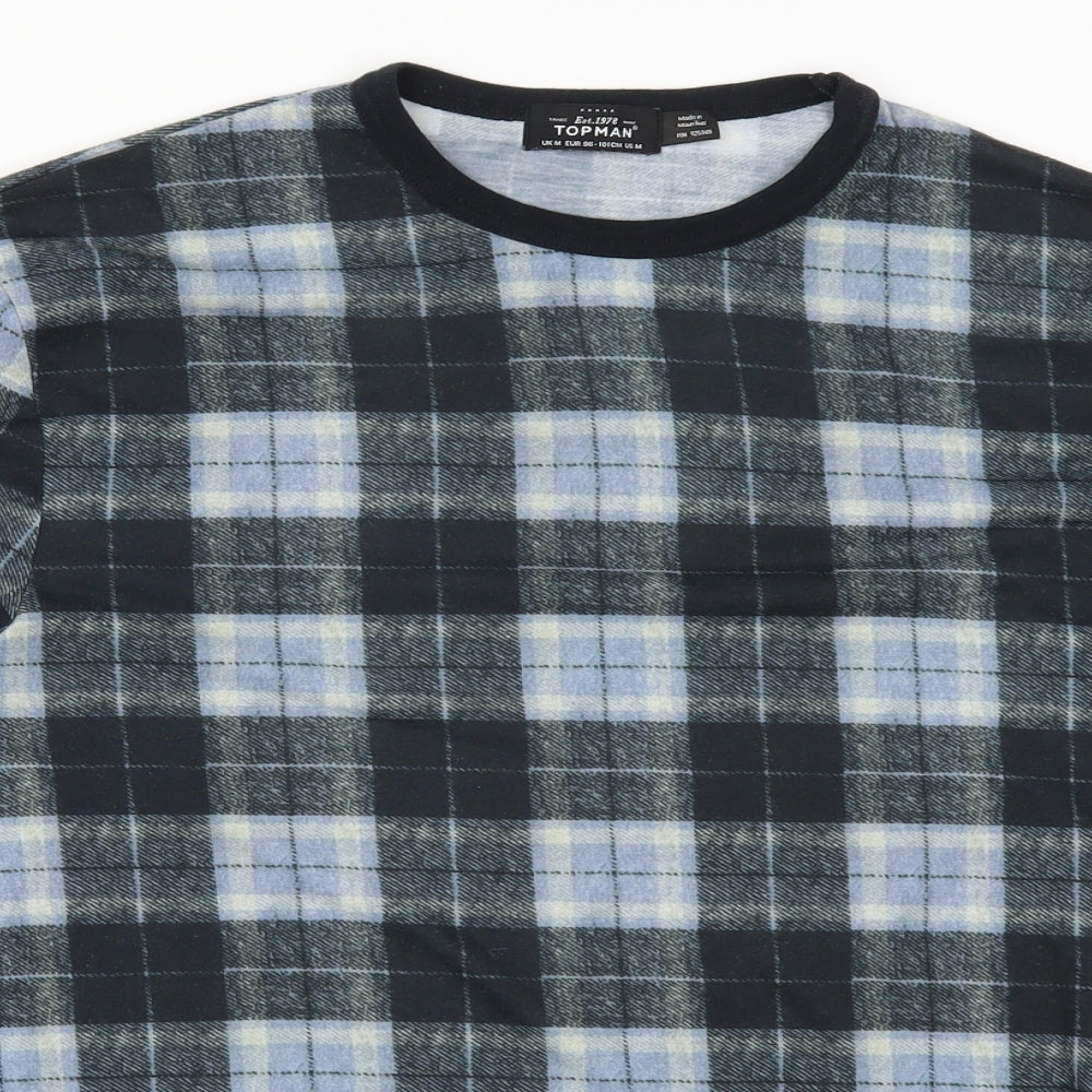 Topman Mens Blue Check   T-Shirt Size M