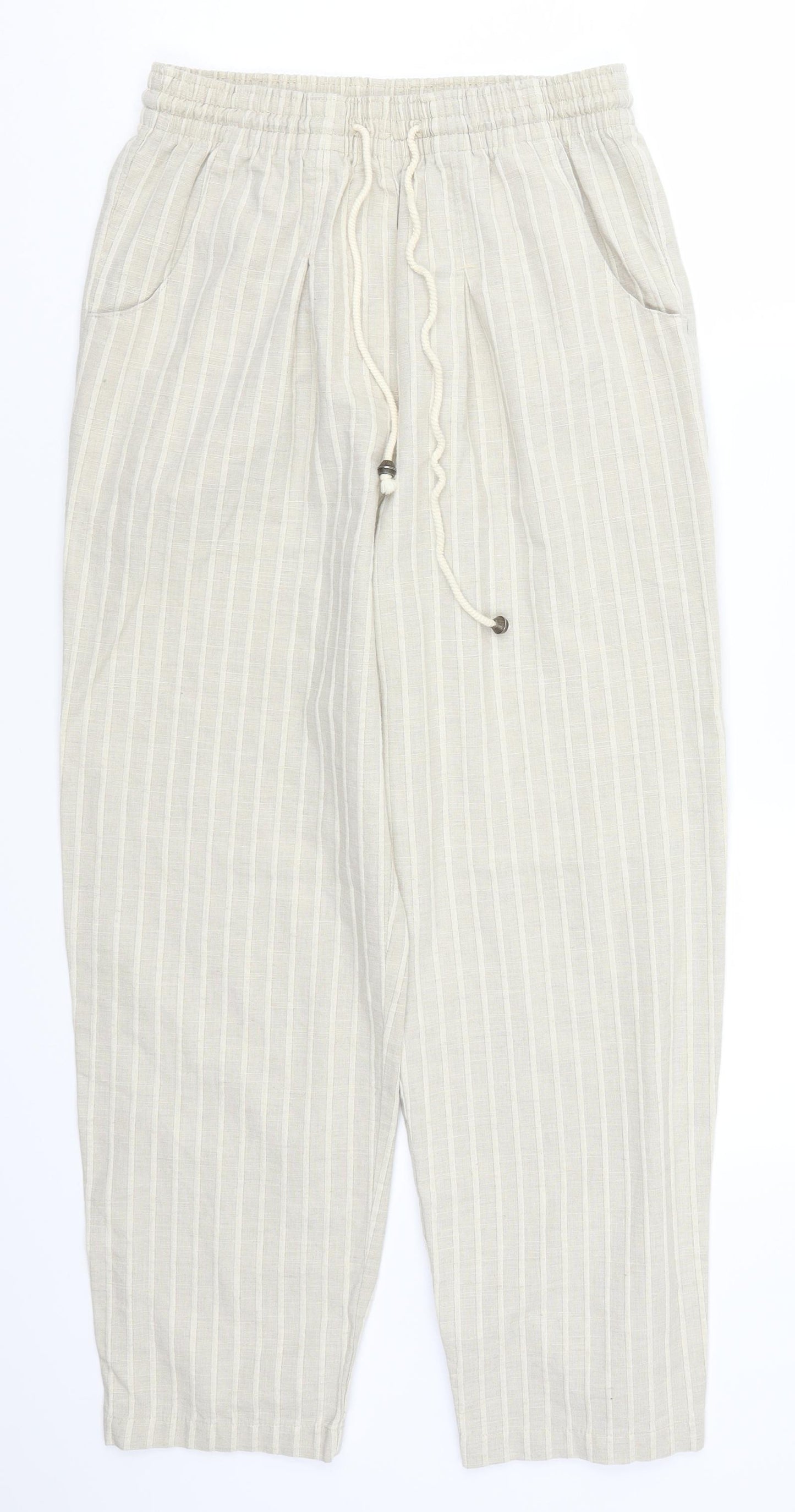 St Michael Womens Beige Striped  Trousers  Size 27 in L25 in