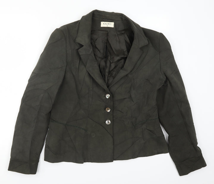 Kaliko Womens Green Jacket Suit Jacket Size 14