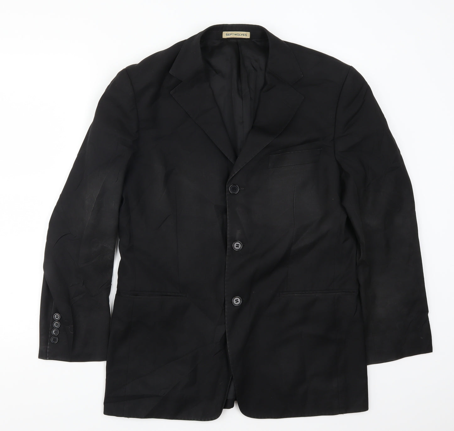 Septwolves Mens Black   Jacket Suit Jacket Size 38