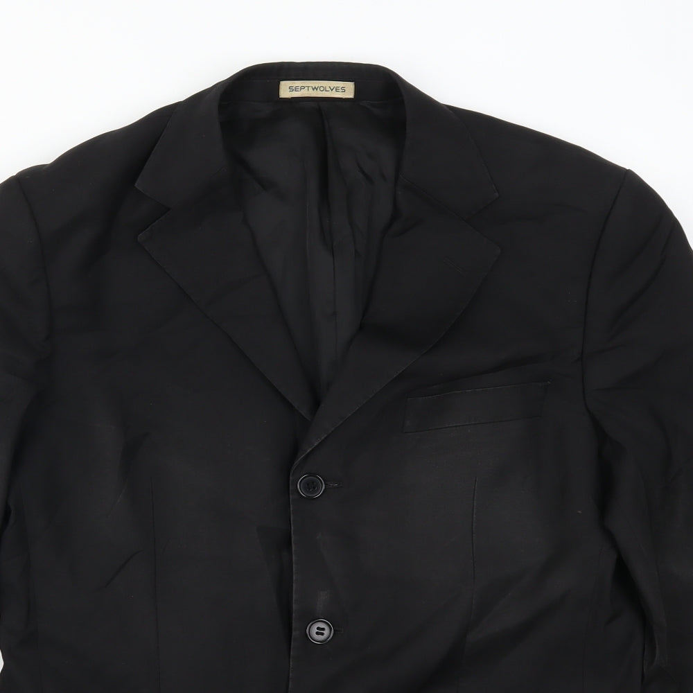 Septwolves Mens Black   Jacket Suit Jacket Size 38