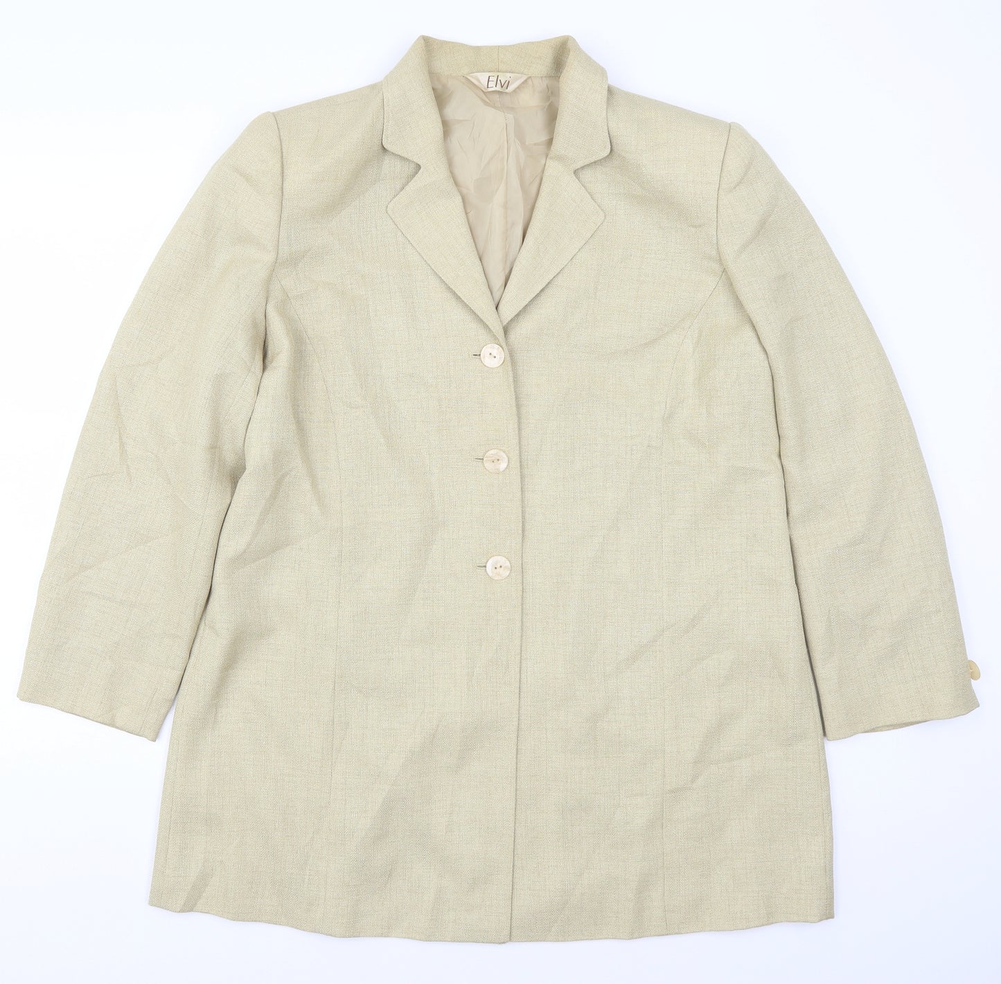 ELVI Womens Beige   Jacket Suit Jacket Size 18