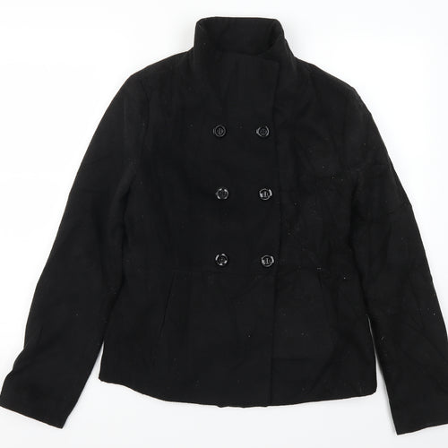 FOREVER 21 Womens Black   Pea Coat Coat Size L