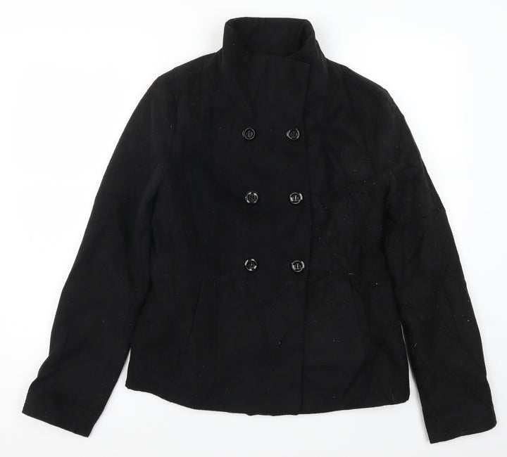 FOREVER 21 Womens Black Pea Coat Coat Size L