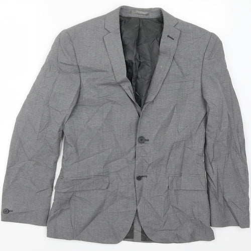 Preworn Mens Grey Houndstooth  Jacket Suit Jacket Size 36