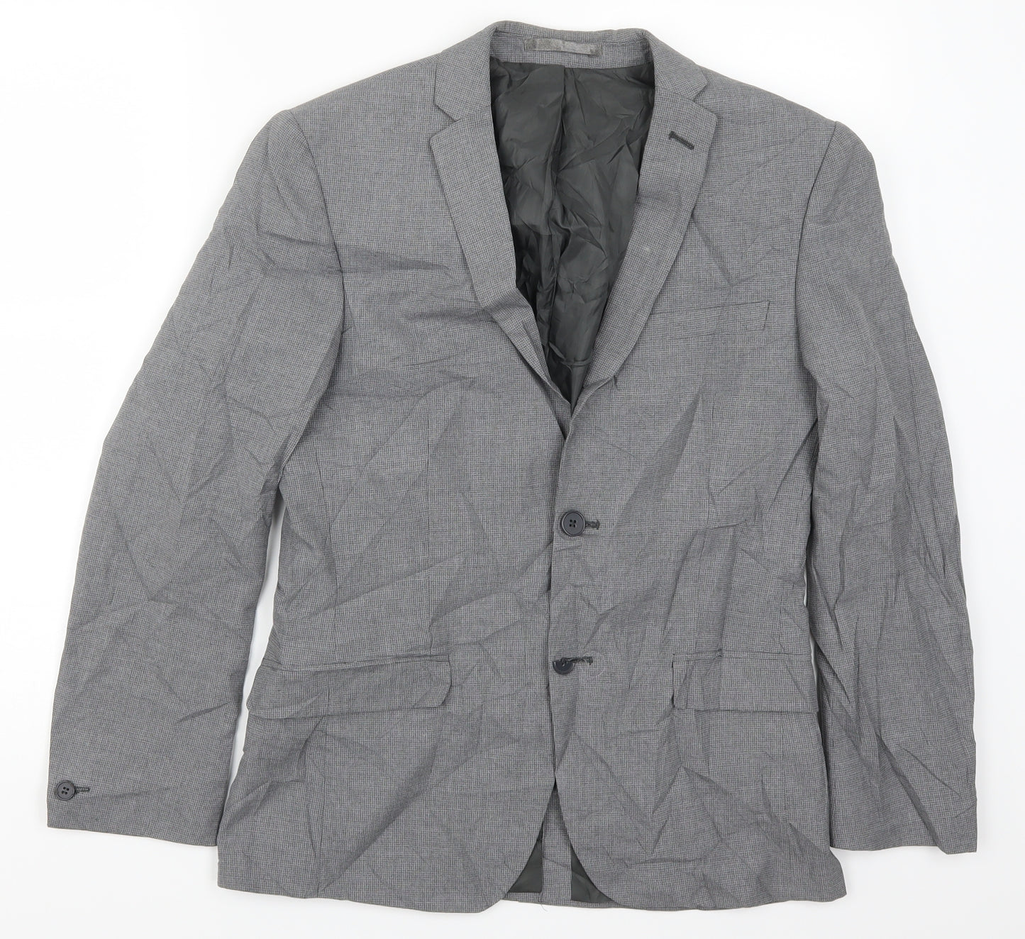 Preworn Mens Grey Houndstooth  Jacket Suit Jacket Size 36