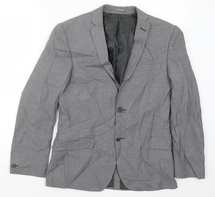 Preworn Mens Grey Houndstooth  Jacket Suit Jacket Size 36