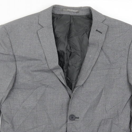 Preworn Mens Grey Houndstooth  Jacket Suit Jacket Size 36