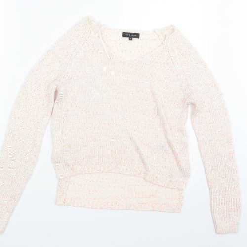 New Look Womens White  Knit Pullover Jumper Size 10
