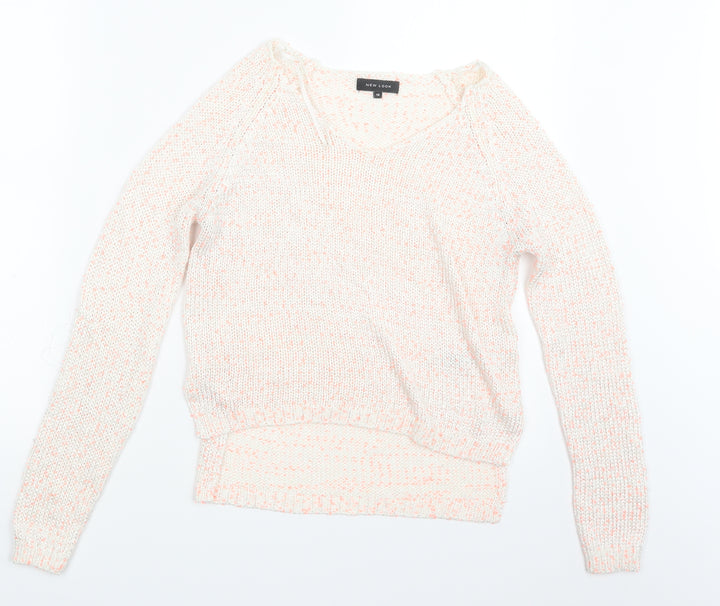 New Look Womens White  Knit Pullover Jumper Size 10