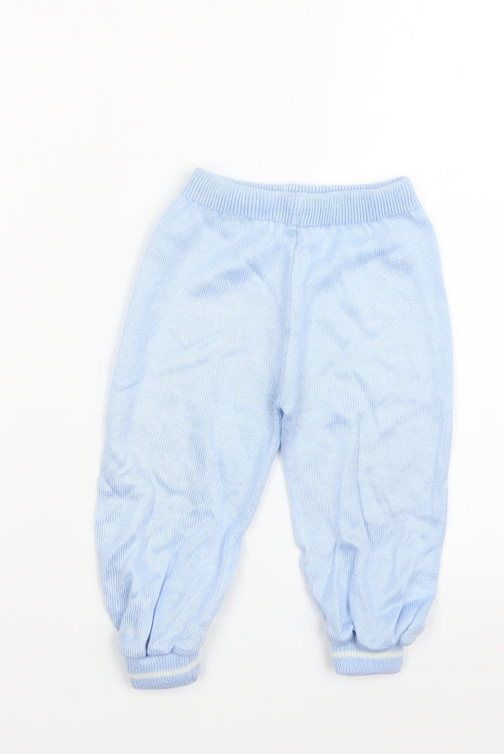 Preworn Boys Blue Knit Jogger Trousers Size 12 Months