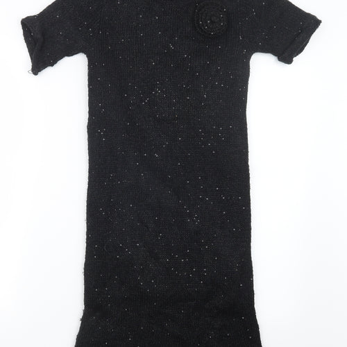 John Lewis Girls Black  Knit Jumper Dress  Size 12 Years