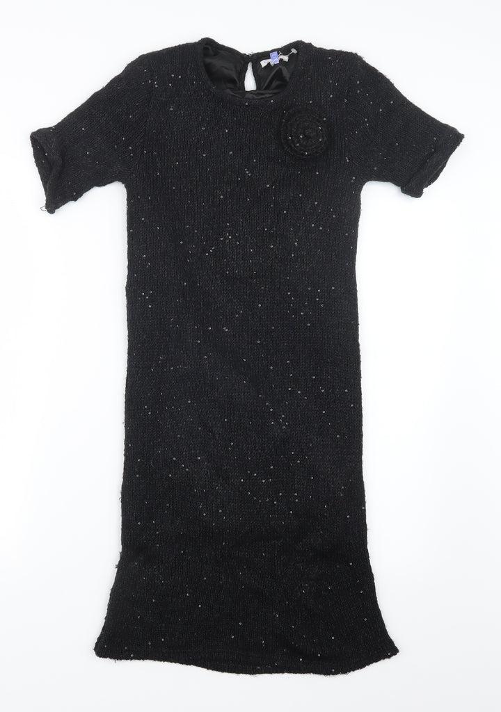 John Lewis Girls Black  Knit Jumper Dress  Size 12 Years