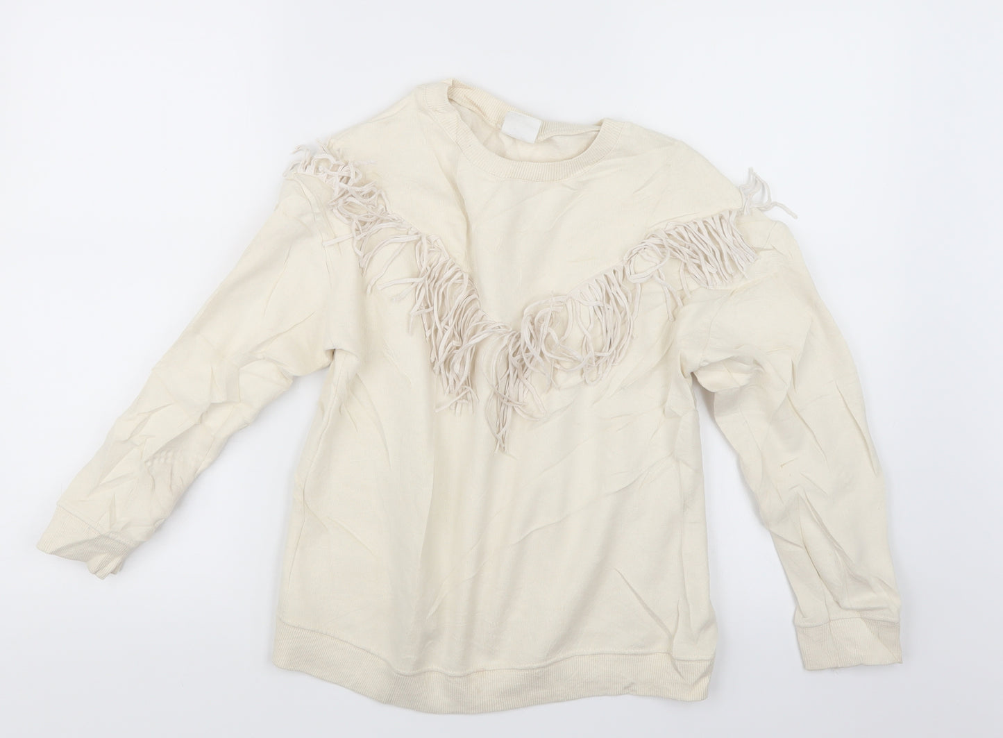 Zara Girls White   Pullover Jumper Size 9 Years