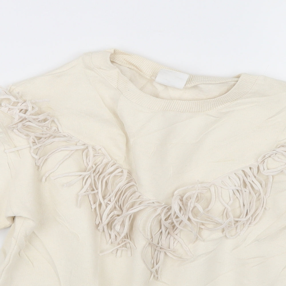 Zara Girls White   Pullover Jumper Size 9 Years