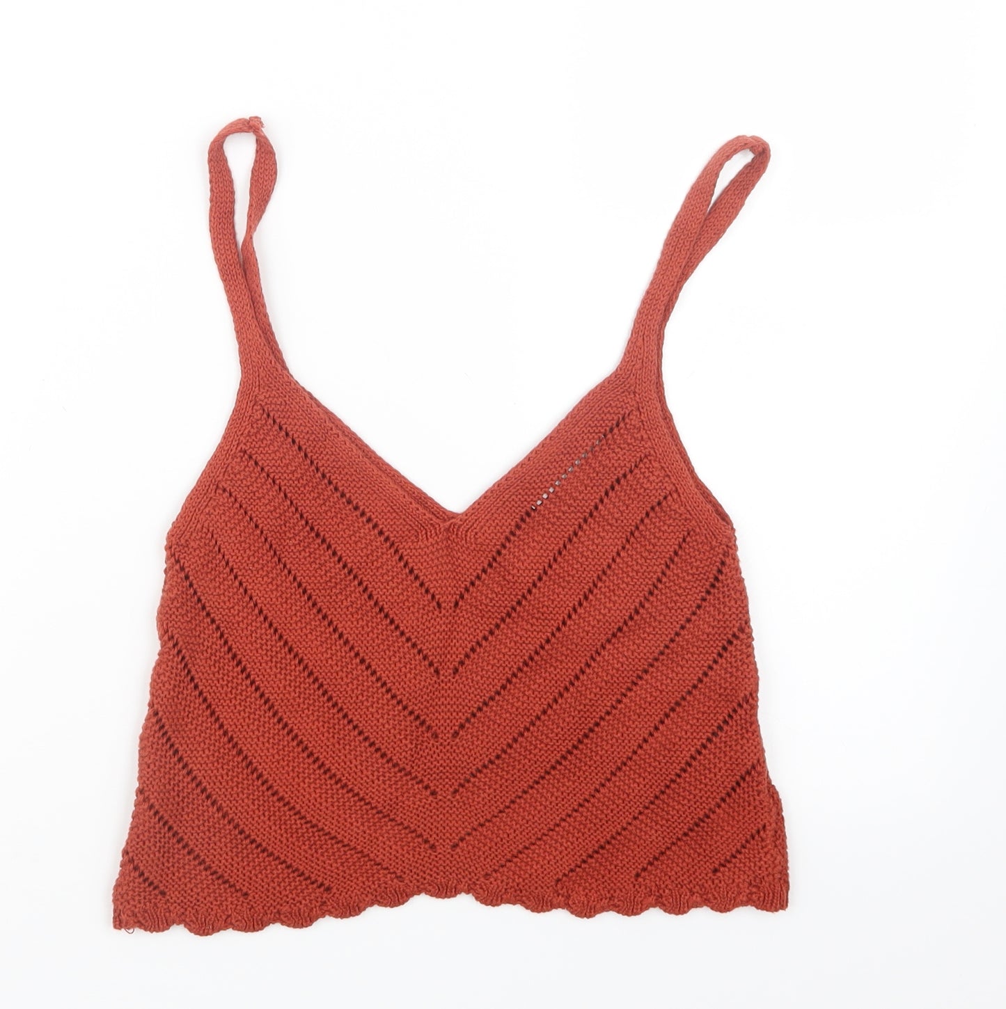 Stradivarius Womens Orange  Knit Cropped T-Shirt Size M