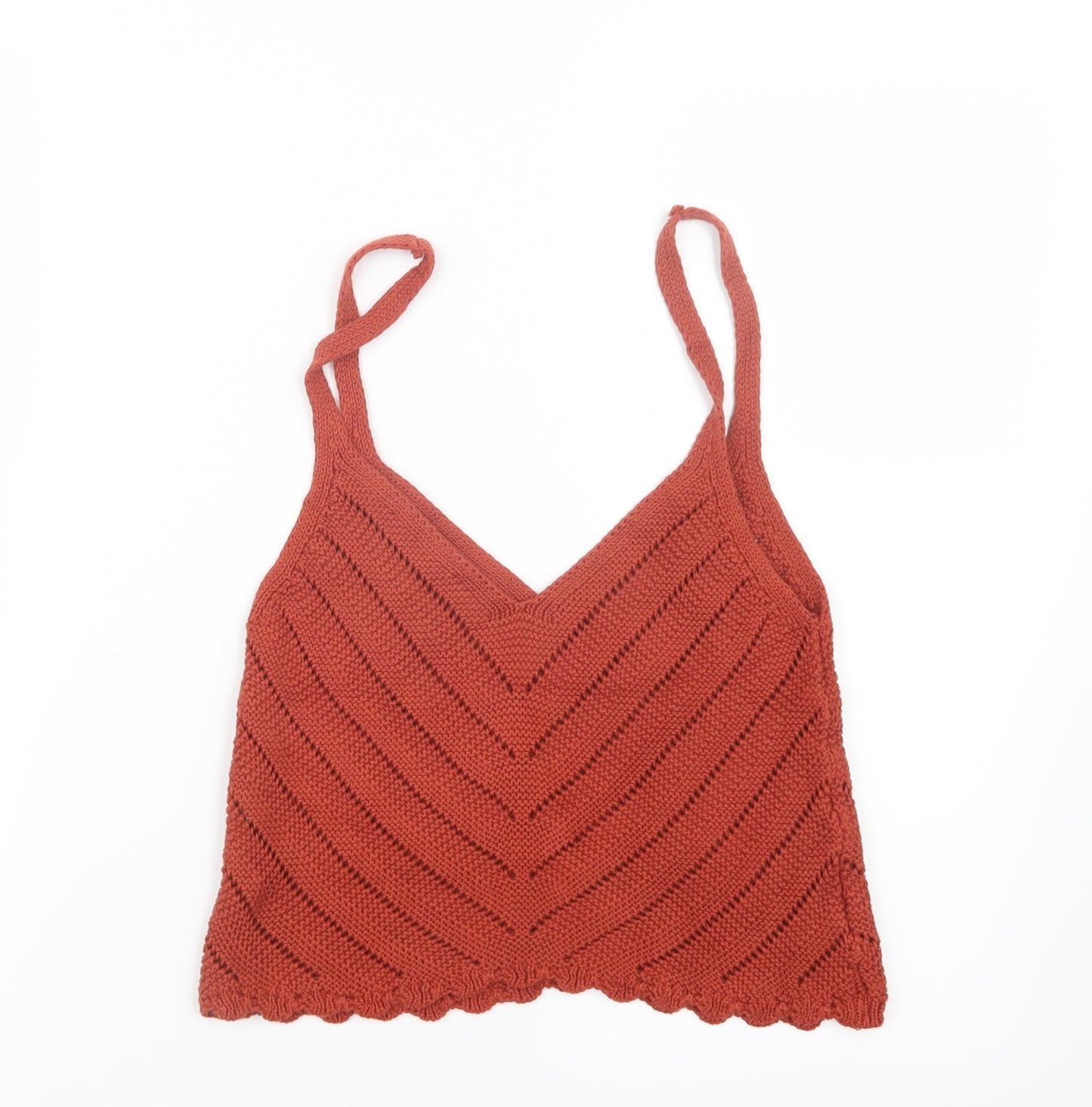 Stradivarius Womens Orange  Knit Cropped T-Shirt Size M