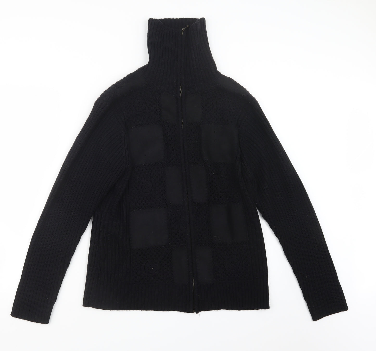 Fay Louise Womens Black  Knit Jacket Coatigan Size XL