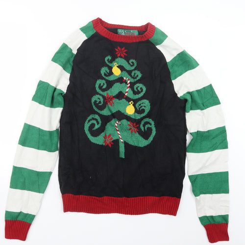 Ugly Christmas Sweater Womens Black  Knit Pullover Jumper Size M