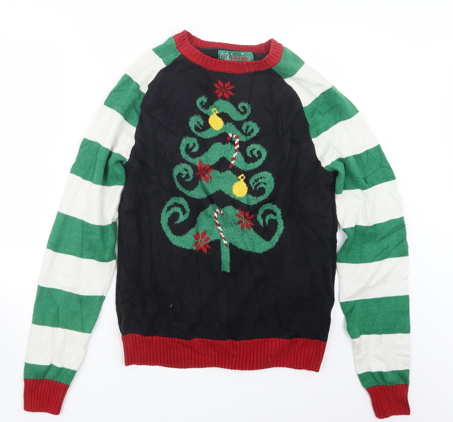 Ugly Christmas Sweater Womens Black  Knit Pullover Jumper Size M