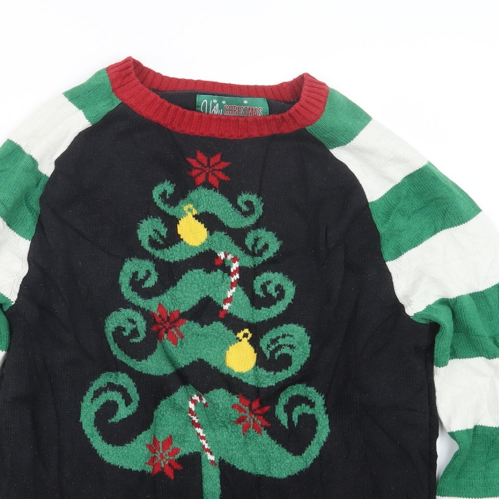 Ugly Christmas Sweater Womens Black  Knit Pullover Jumper Size M