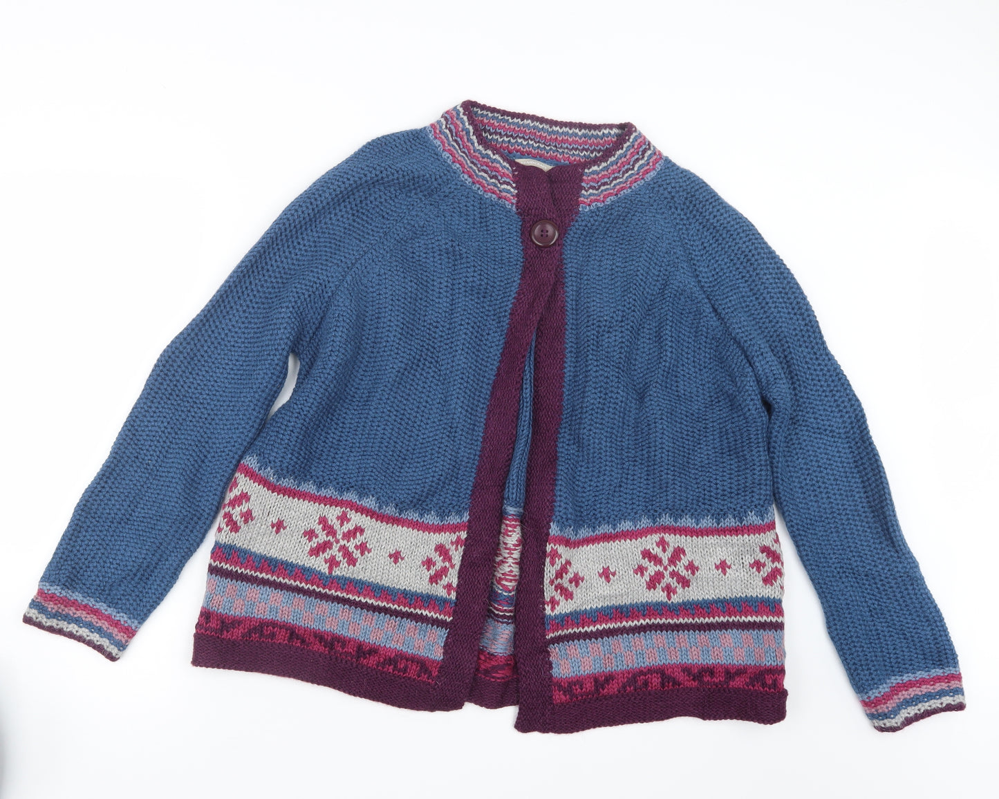 Traidcraft Womens Blue  Knit Cardigan Jumper Size XL
