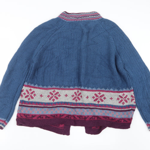 Traidcraft Womens Blue  Knit Cardigan Jumper Size XL