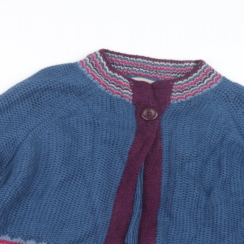 Traidcraft Womens Blue  Knit Cardigan Jumper Size XL