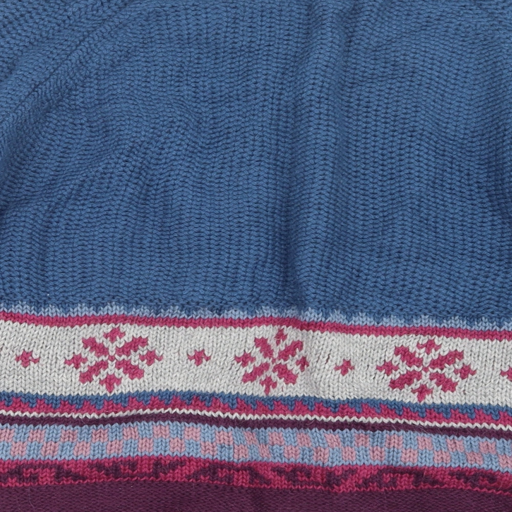 Traidcraft Womens Blue  Knit Cardigan Jumper Size XL