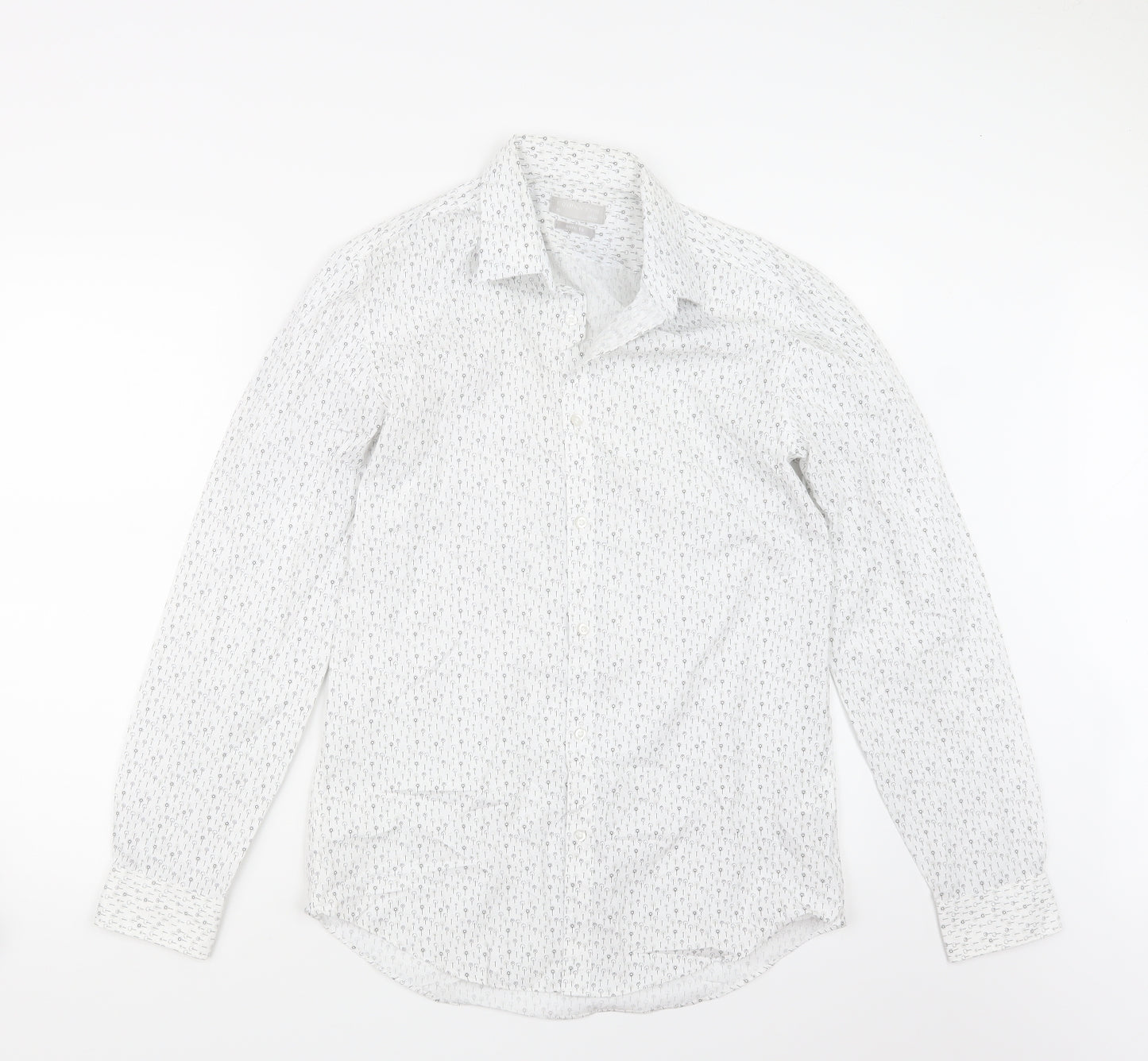 Red Herring Mens White Geometric   Button-Up Size 15