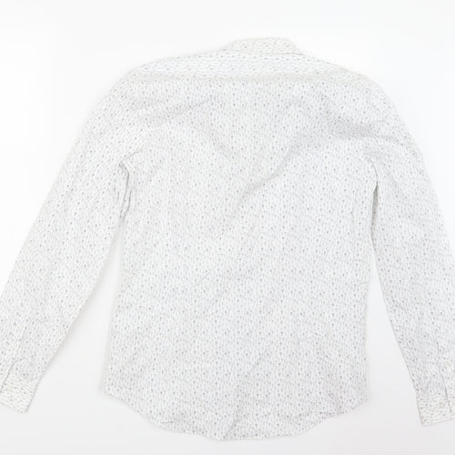 Red Herring Mens White Geometric   Button-Up Size 15
