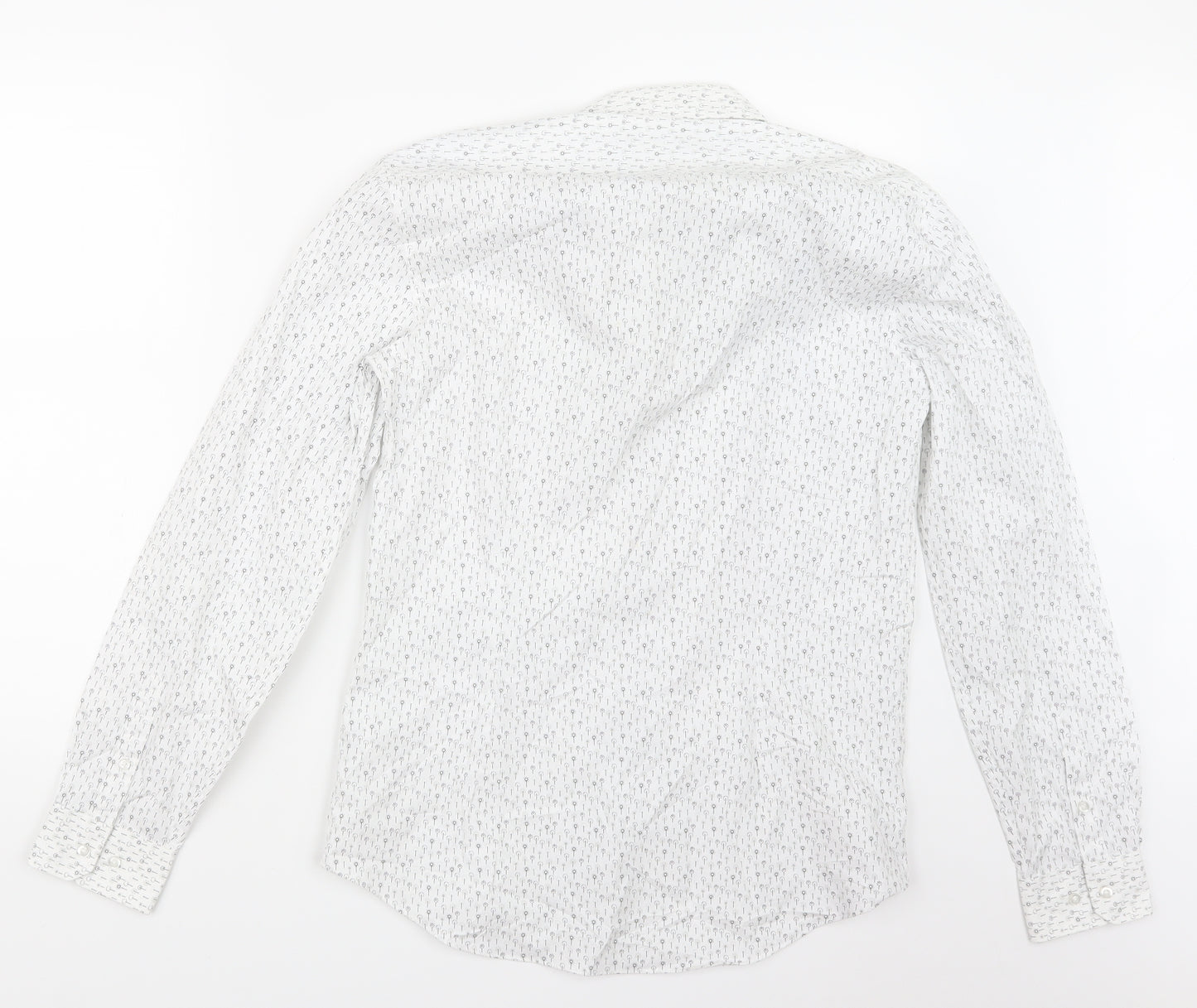 Red Herring Mens White Geometric   Button-Up Size 15
