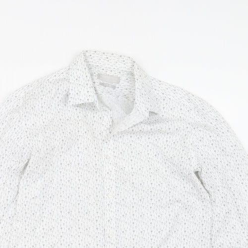 Red Herring Mens White Geometric   Button-Up Size 15