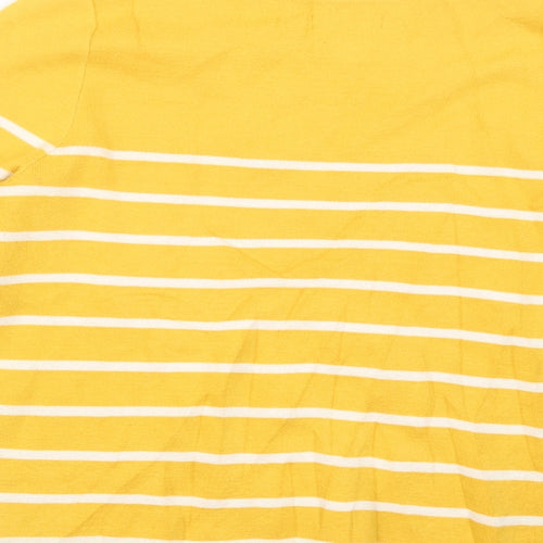 Adrienne Vittadini Womens Yellow Striped  Pullover Jumper Size M