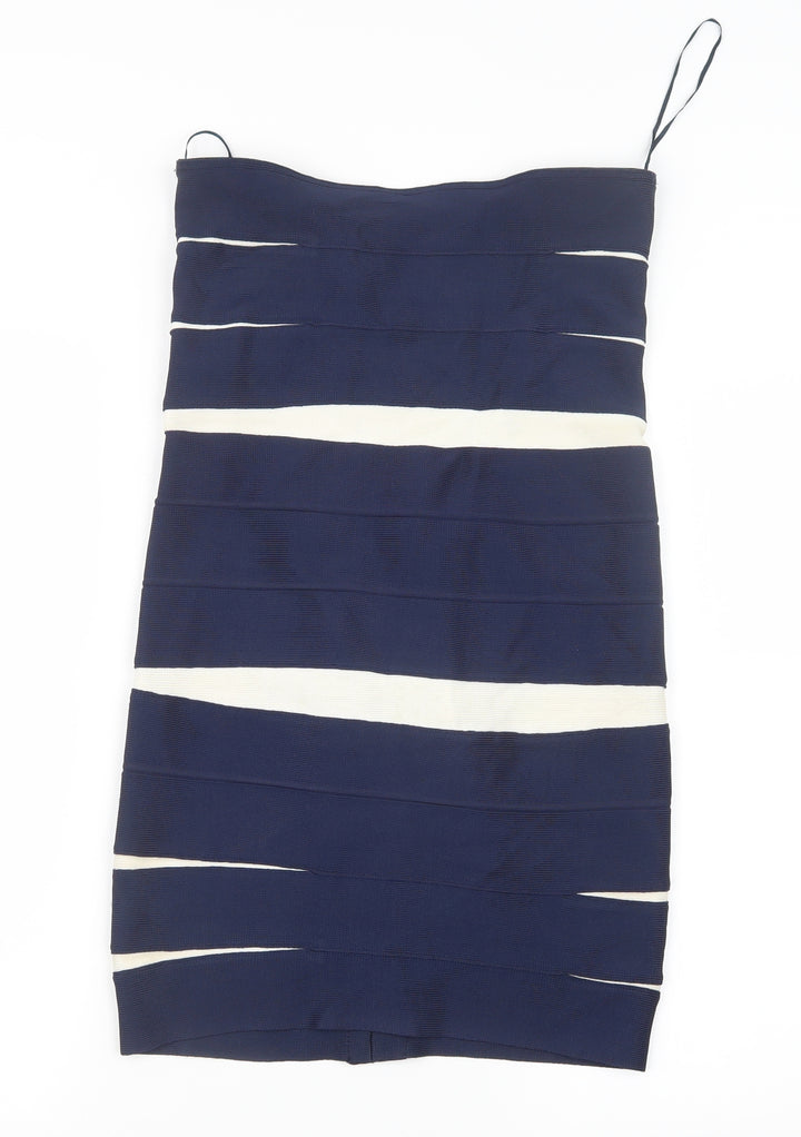 Costa Blanca Womens Blue Striped  Straight & Pencil Skirt Size M