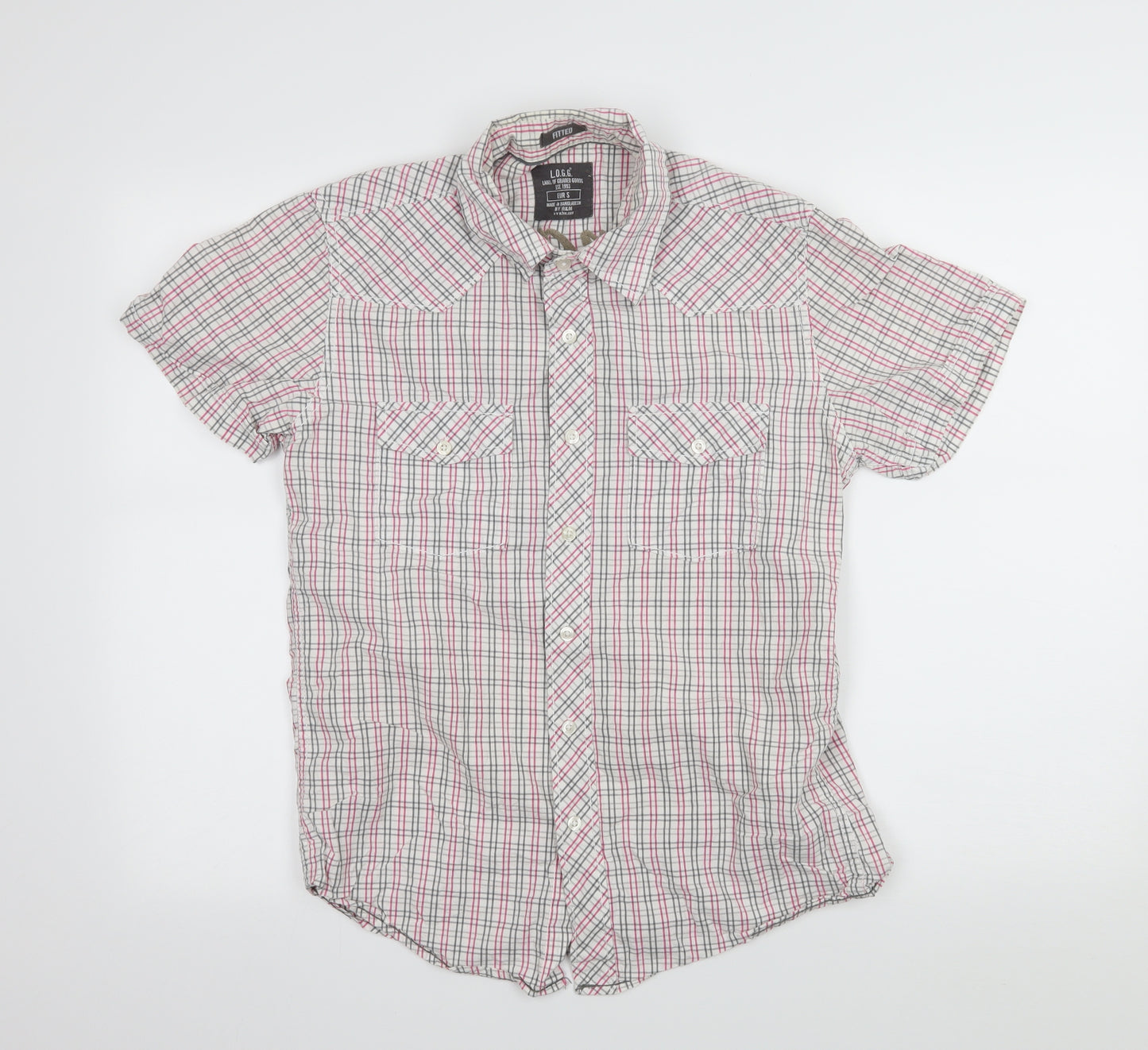 H&M Mens White Striped   Button-Up Size L