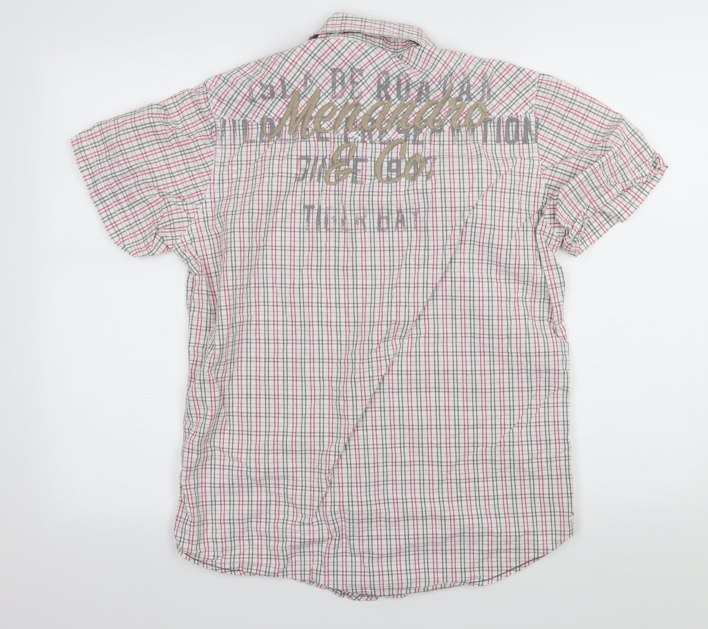 H&M Mens White Striped   Button-Up Size L