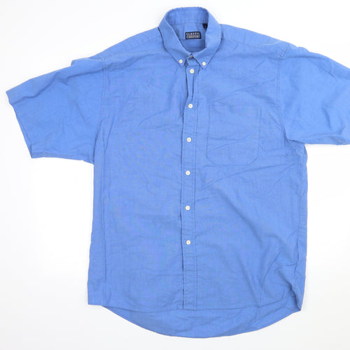 Classic Comfort Mens Blue    Button-Up Size L