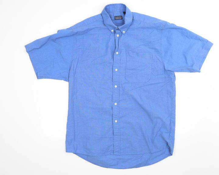 Classic Comfort Mens Blue    Button-Up Size L