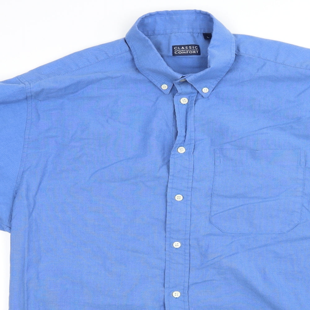 Classic Comfort Mens Blue    Button-Up Size L