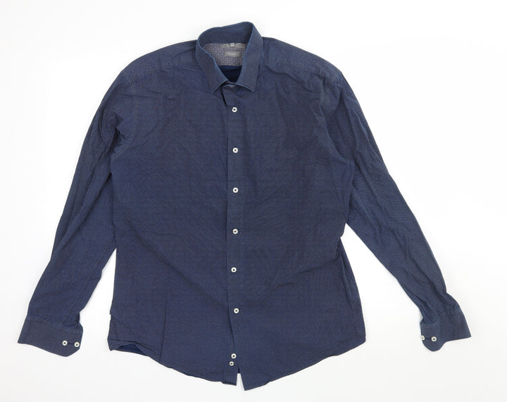 SEVEN SEAS Mens Blue Polka Dot Button-Up Size M