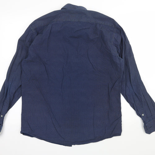 SEVEN SEAS Mens Blue Polka Dot   Button-Up Size M